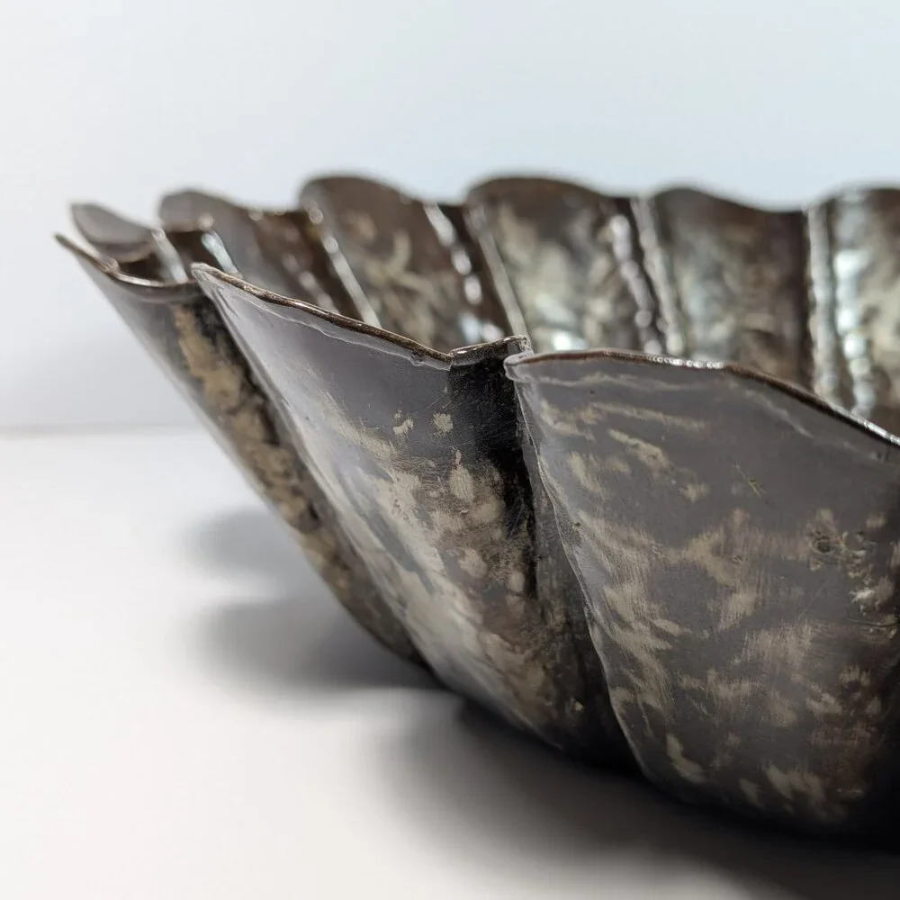 Sundance Fluted Metal Bowl, Upcycled Steel Drums, Industrial Design, Table Decor - Picture 4 of 7